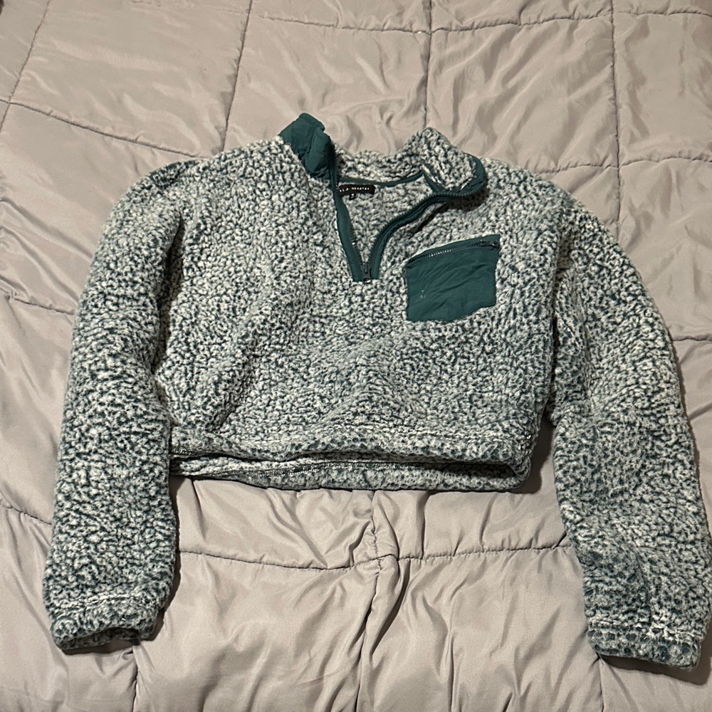 L.A. Hearts Teal and White Sherpa Zip Jacket